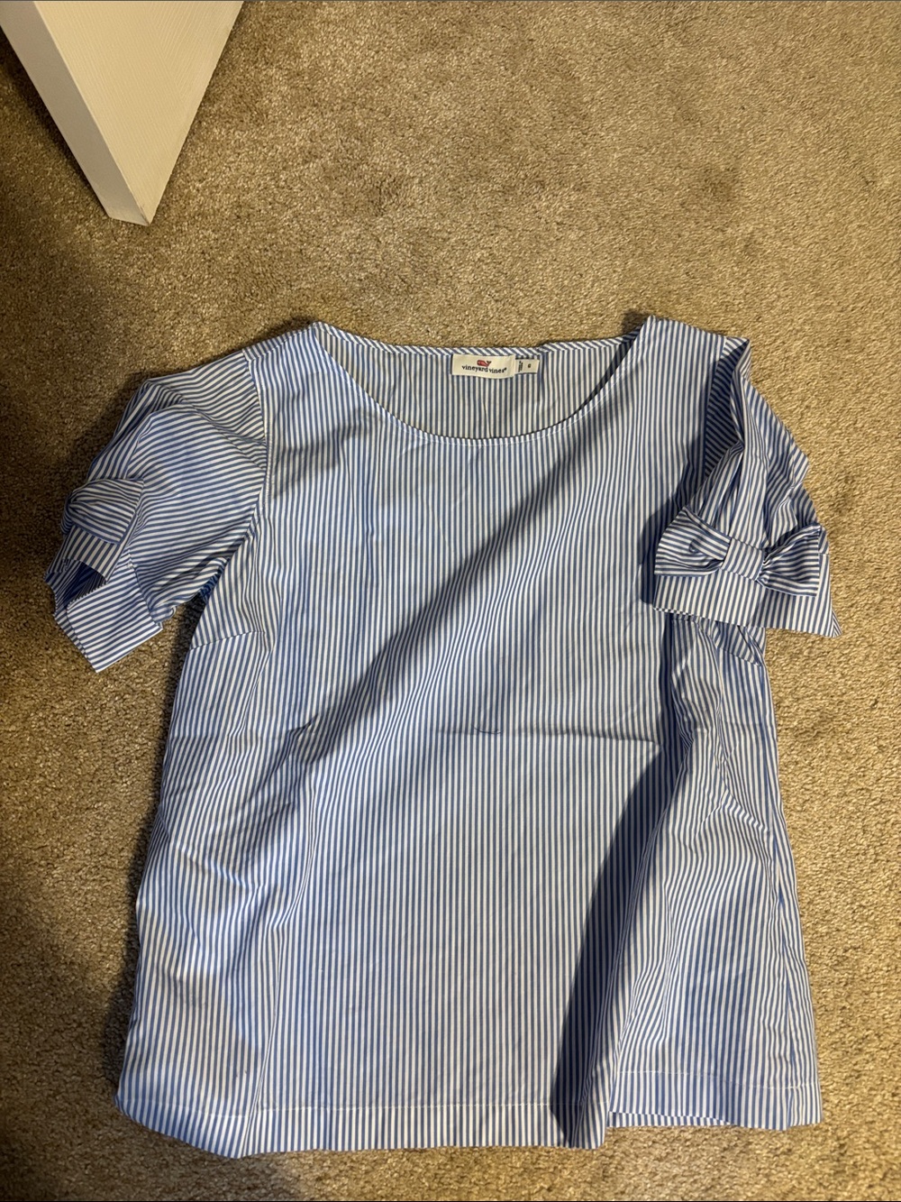 Vineyard Vines Blue and White Striped Short Sleeve Top